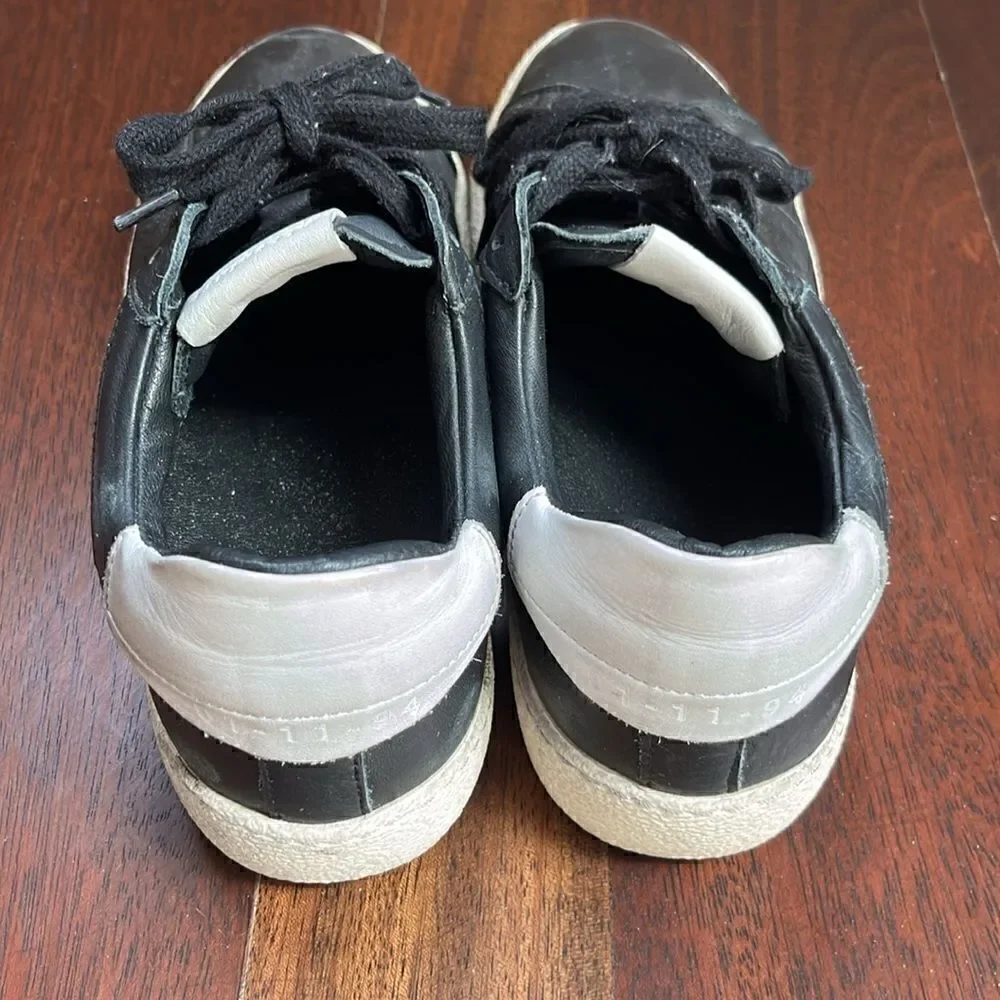 Allsaints Sheer black distressed leather sneakers
